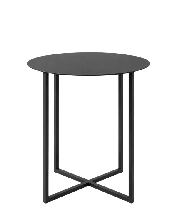 Grafitowy stolik boczny LOOM SIDE RAL 7021. Nowoczesny stolik pomocniczy ze stali do eleganckich wnętrz.