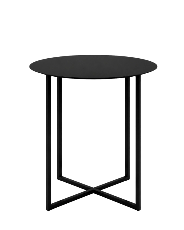 Czarny stolik boczny LOOM SIDE ze stali. Minimalistyczny stolik pomocniczy do salonu, przy sofie, fotelu lub łóżku.